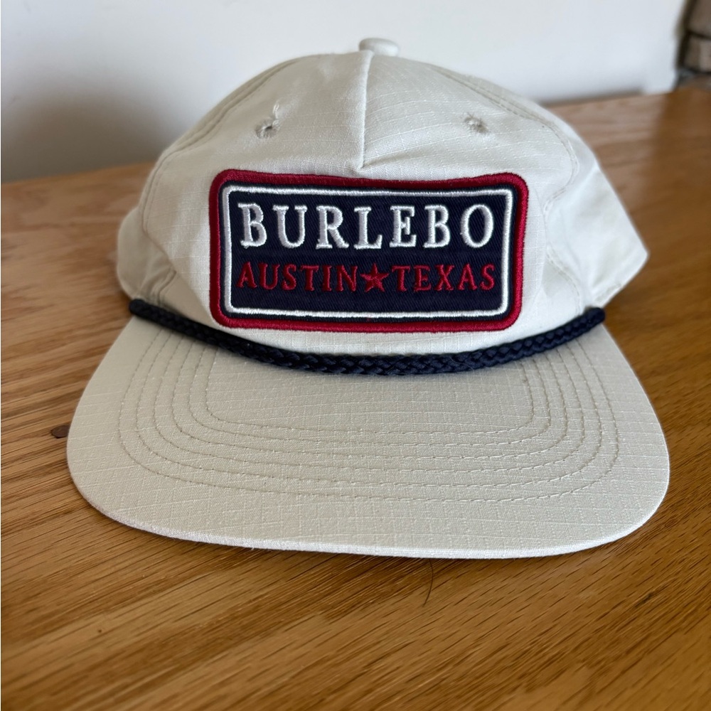BURLEBO Beige Cap with Dark Blue Trim